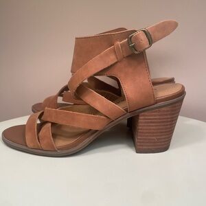Lucky Brand Brown Strappy Block Heels Size 9